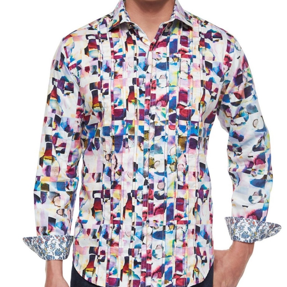 Robert Graham Magical Island Color Splash Button Down Shirt Men's M 
Multicolor